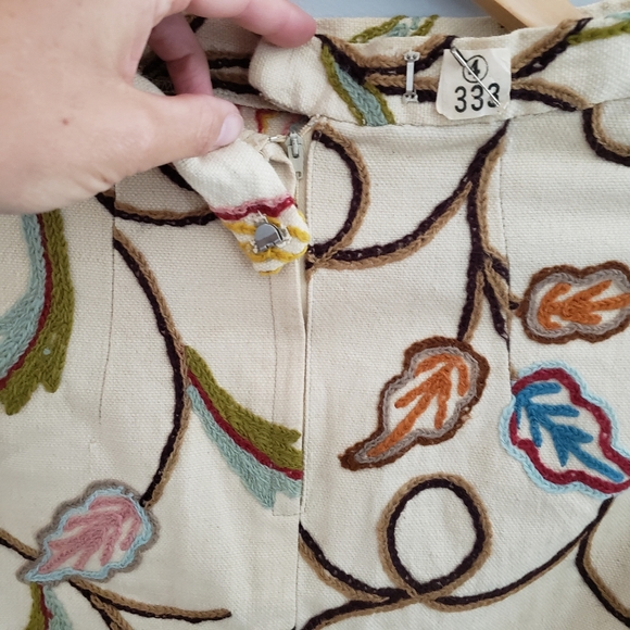 Vintage cream skirt with embroidery womens waist 25 - Picture 4 of 7